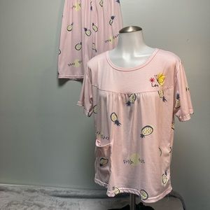 KinfuRong Pajama Short Set Pineapples Pink S.